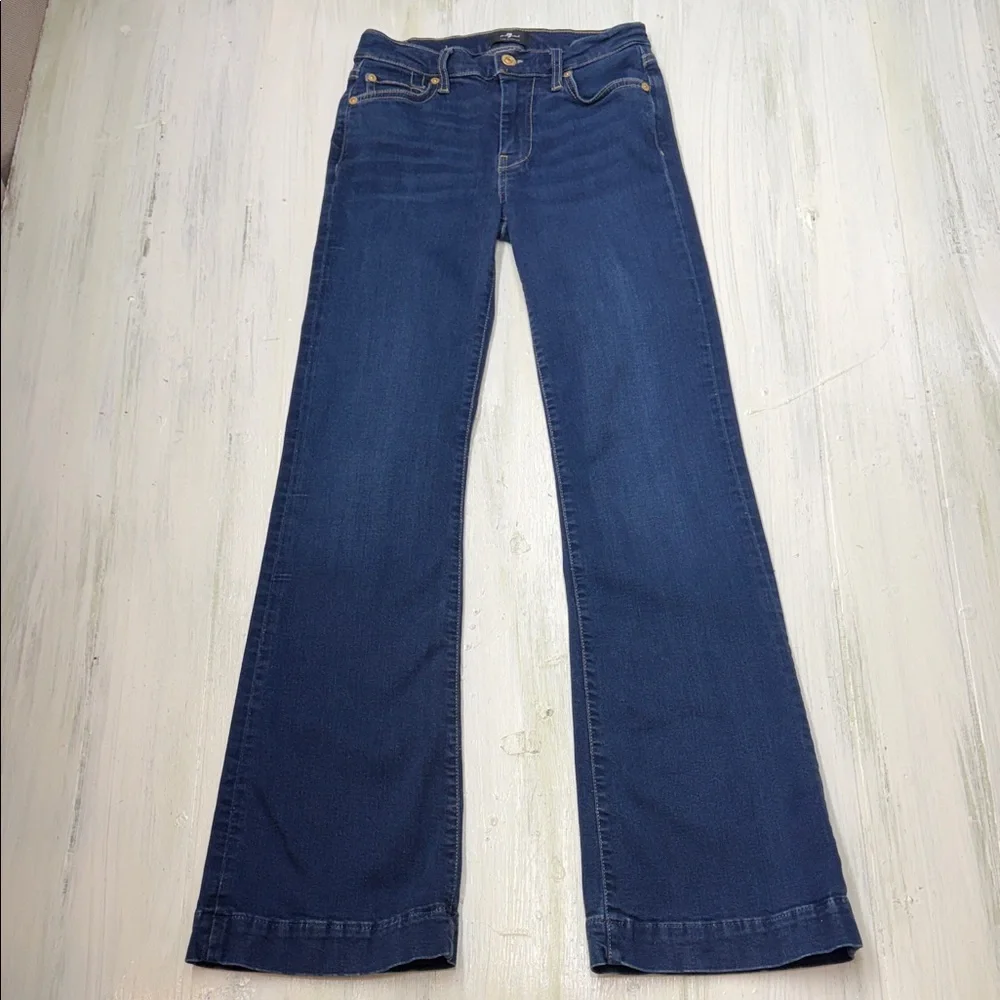 7 For All Mankind Tailorless Slim Illusion Dojo in Indigo Wide Leg Jeans Sz 25 - Picture 3 of 16